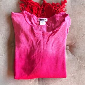 Flowers by Zoe pink and red ombré poncho